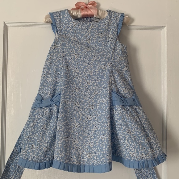 Polly Flinders Blue Floral Dress 18M Ties - Picture 10 of 13